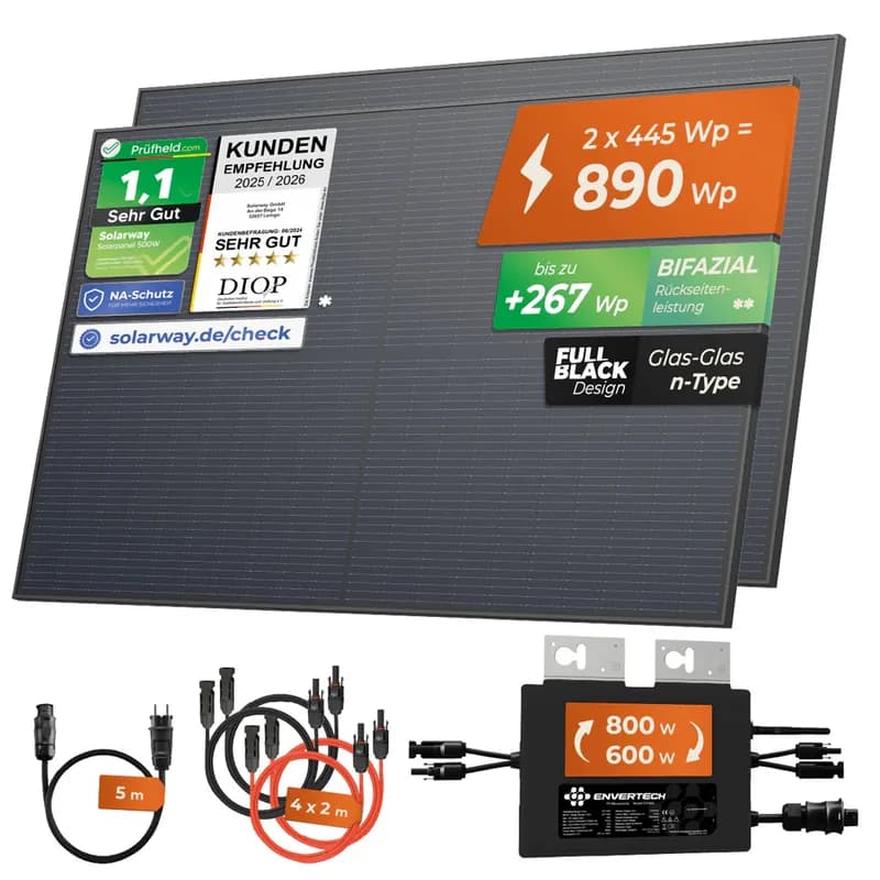 Solarway 840W Balkonkraftwerk 800W mit JaSolar Modulen